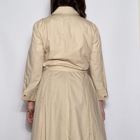 Classic Khaki Beige Cotton Trench with 3/4 Sleeves & FIT & FLARE Cut! Large-XL - Picture 6 of 7